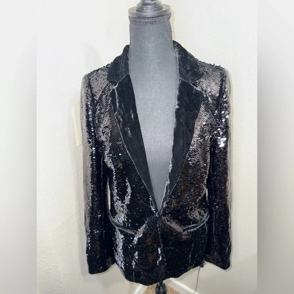Cami NYC The Lennon‎ Sequin Blazer in Black-Size Large